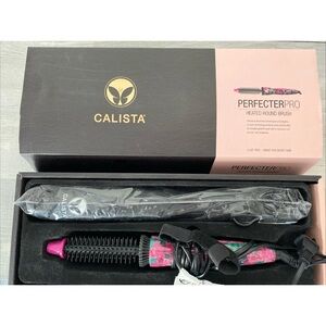 Calista Perfecter Pro Heated Round Styling Brush 0.5” Pink In Box & Accessories